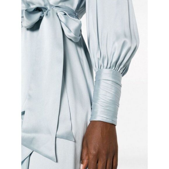 💕ZIMMERMANN💕 Silk Wrap Midi Dress ~ Ice Blue US 6 NWT - Picture 4 of 16